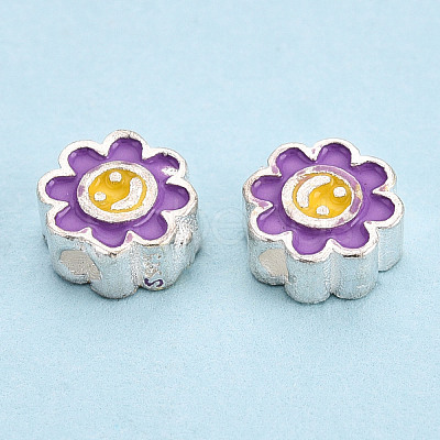 925 Sterling Silver Enamel Beads STER-T008-36B-1
