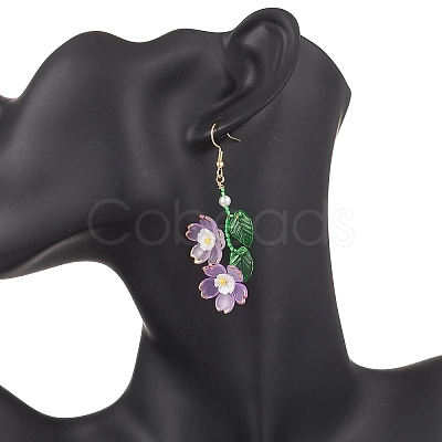 Acrylic Flower Dangle Earrings EJEW-MZ00588-02-1
