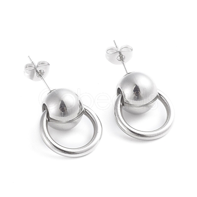 Tarnish Resistant 304 Stainless Steel Dangle Stud Earrings EJEW-F246-01P-1