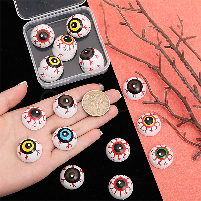 CHGCRAFT 36Pcs 6 Colors Halloween Half Round Plastic Craft Eyes KY-CA0001-47-1