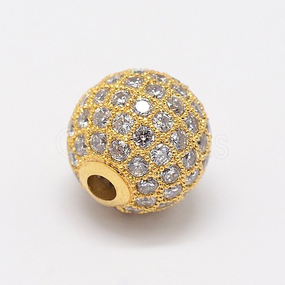 CZ Brass Micro Pave Cubic Zirconia Round Beads ZIRC-L017-03G-1