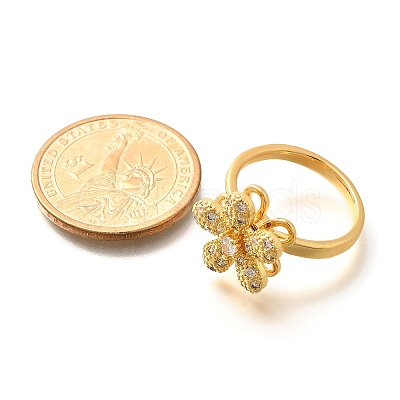 Flower Rotatable Finger Ring for Women RJEW-U035-01G-04-1