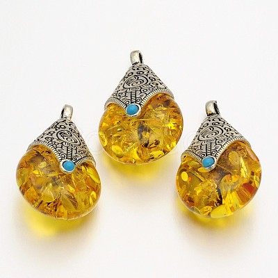 Teardrop Tibetan Style Pendants X-TIBEP-N007-01-1