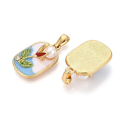 304 Stainless Steel Rhinestone & Enamel & ABS Imitation Pearl Pendants STAS-T072-85A-G-1