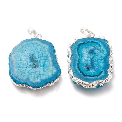 Dyed Natural Druzy Solar Quartz Crystal Pendants G-F693-01B-S-1