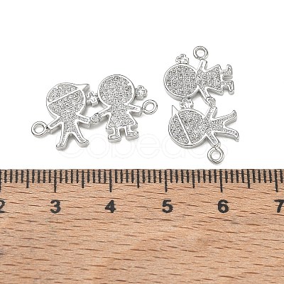 Brass Micro Pave Clear Cubic Zirconia Connector Charms for Jewelry Making CU-CBAAA59-01P-01-1