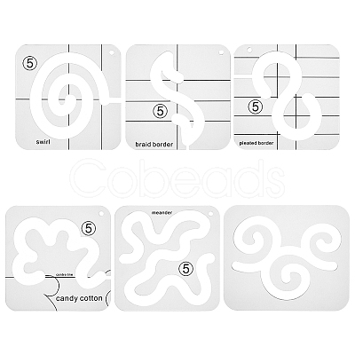 HOBBIESAY 6Pcs 6 Styles Acrylic Quilting Templates DIY-HY0001-67-1