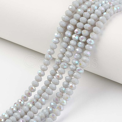 Electroplate Opaque Solid Color Glass Beads Strands EGLA-A034-P6mm-L-1
