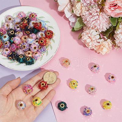 90Pcs 15 Colors Polyester & Plastic Paillette European Beads FIND-PH0029-13-1