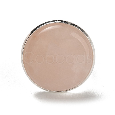 Natural Rose Quartz Round Adjustable Rings RJEW-K371-09S-31-1