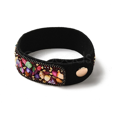 Faux Suede Snap Cord Bracelet LS-BJEW-F428-05-1