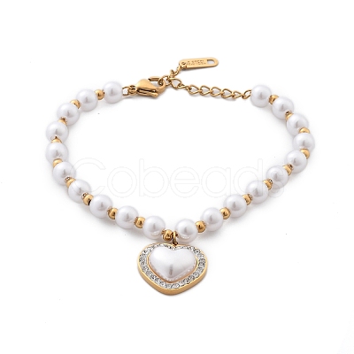 Ion Plating(IP) 304 Stainless Steel Charm Bracelets for Women BJEW-P345-04G-1