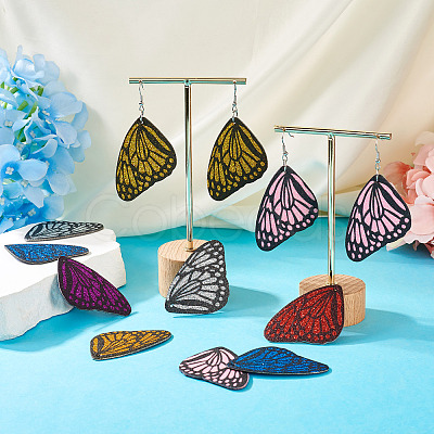 DIY Glitter Imitation Leather Wing Dangle Earring Making Kit DIY-TA0010-26-1