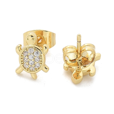 Brass Micro Pave Clear Cubic Zirconia Stud Earrings EJEW-M076-03G-1