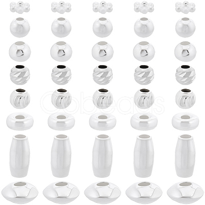 80Pcs 8 Styles 925 Sterling Silver Beads STER-BBC0008-87-1