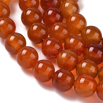 Round Natural Red Agate Bead Strands G-M257-10mm-26-1