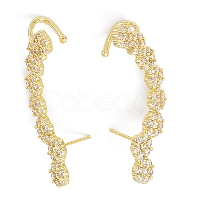 Rack Plating Brass Cubic Zirconia Stud Earrings EJEW-K245-05G-1