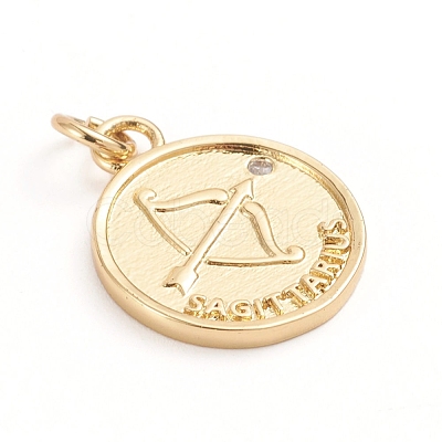 Brass Micro Pave Cubic Zirconia Pendants ZIRC-E164-34F-G-1