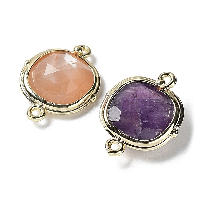 Natural Mixed Gemstone Connector Charms G-C087-01G-B-1