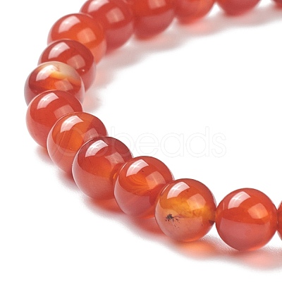 Natural Red Agate Beaded Stretch Bracelets BJEW-A117-B-26-1