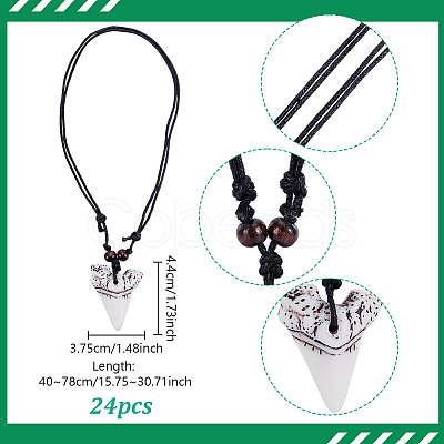 24Pcs Resin Tooth Shape Pendant Necklaces NJEW-GA0001-19-1