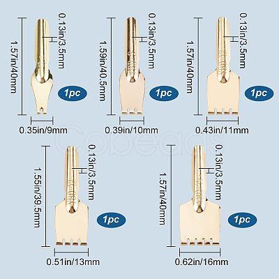 Gorgecraft 5Pcs 5 Style Brass Fourtain Pen Nibs FIND-GF0003-63-1