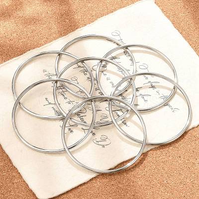 7Pcs 201 Stainless Steel Plain Bangle Sets Hand Polished for Women BJEW-L664-022C-P02-1