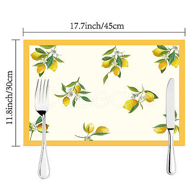 Rectangle with Lemon Pattern Cotton Linen Cloth Table Mat AJEW-WH0196-001-1