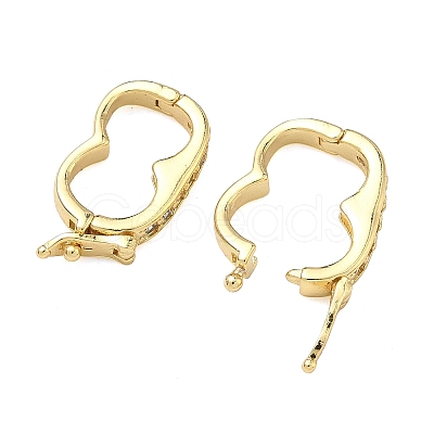 Oval Brass Micro Pave Clear Cubic Zirconia Twister Clasps KK-B170-18G-1