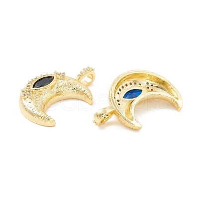 Rack Plating Brass Micro Pave Midnight Blue Cubic Zirconia Pendants KK-D073-10G-1