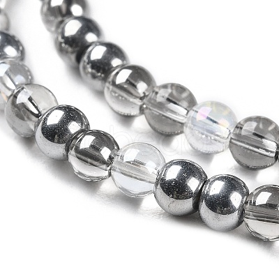 Transperant Electroplate Glass Beads Strands X-GLAA-P056-4mm-C01-1