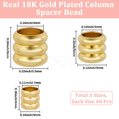 120Pcs 3 Styles Rack Plating Brass Beads KK-BBC0023-42-1