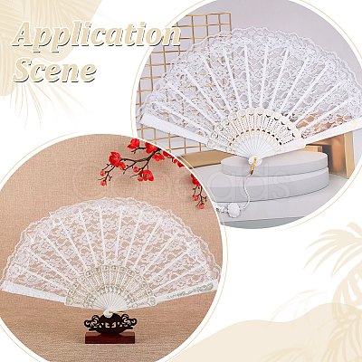 Plastic & Lace Folding Fan AJEW-WH0709-241A-1