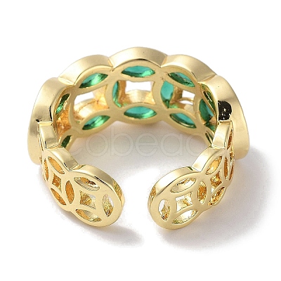 Brass Micro Pave Cubic Zirconia Cuff Rings RJEW-G310-20G-1