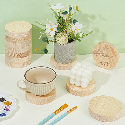 Flat Round Unfinished Wood Slice WOOD-WH0029-190A-1