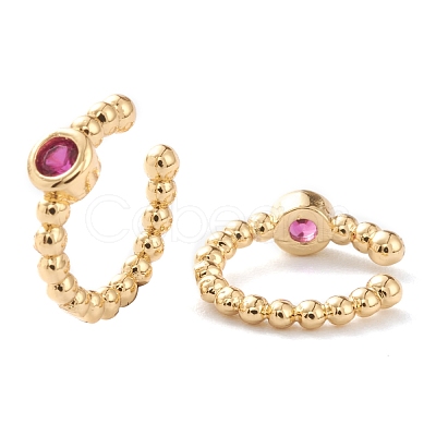 Brass Micro Pave Cubic Zirconia Cuff Earrings EJEW-H109-01D-G-1