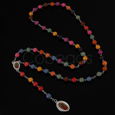 Alloy & Resin Colorful Rosary Bead Necklaces LS-FS-WG28636-02-1
