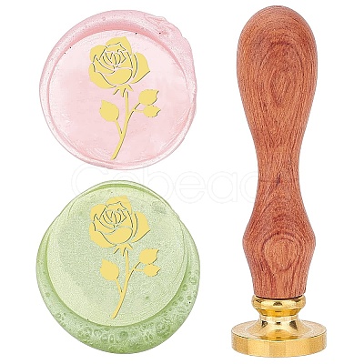 Brass Wax Seal Stamps with Wood Handle AJEW-WH0412-0063-1