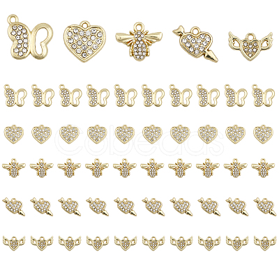 50Pcs 5 Styles Rack Plating Alloy Pendants FIND-CA0007-30-1