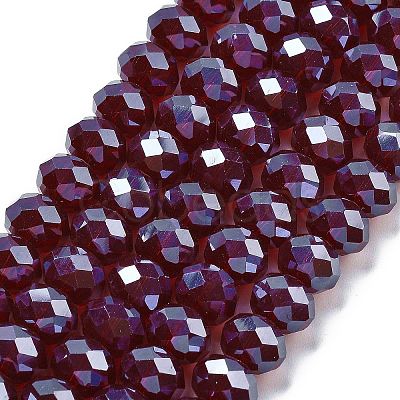 Electroplate Transparent Glass Beads Strands EGLA-XCP0001-16-1