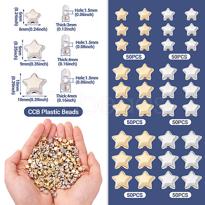 300Pcs 3 Styles CCB Plastic Beads CCB-TA0001-16-1