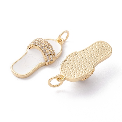 Brass Micro Pave Clear Cubic Zirconia Pendants ZIRC-A019-10G-1
