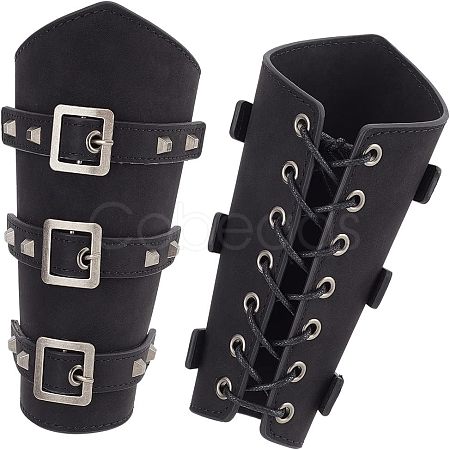 Leatheroid Punk Style Cuff Wristband for Bikers AJEW-WH0020-38B-1