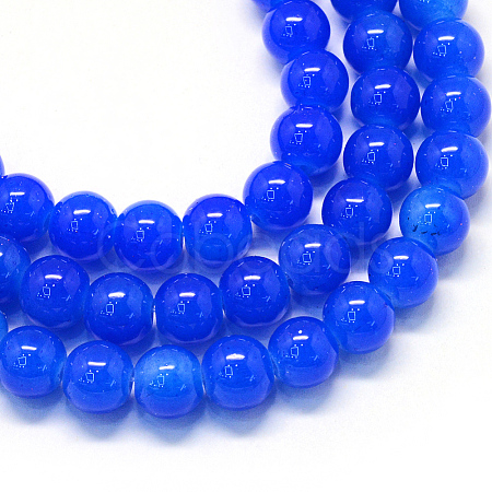 Baking Paint Imitation Jade Glass Round Bead Strands X-DGLA-Q021-8mm-33-1