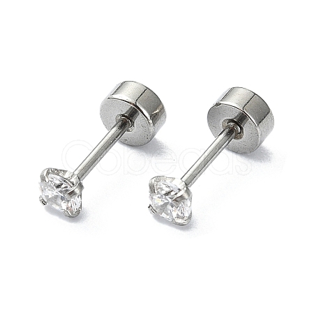 304 Stainless Steel Crystal Rhinestone Ear False Plugs STAS-C089-04A-P-1