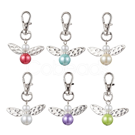 5Pcs 5 Colors Fairy Shape Glass Pendant Decorations HJEW-JM01812-S-1