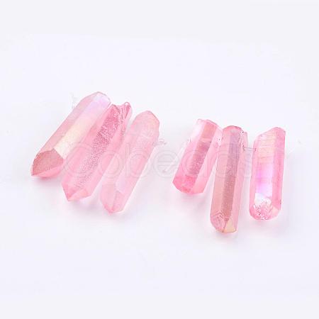 Electroplated Natural Quartz Crystal Graduated Beads Strands G-P315-A08-1