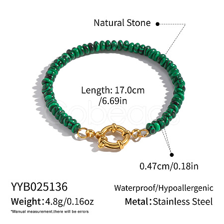 Synthetic Malachite Rondelle Beaded Bracelets OA9565-4-1