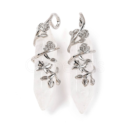 Natural Quartz Crystal Double Terminal Pointed Pendants G-C144-03P-05-1