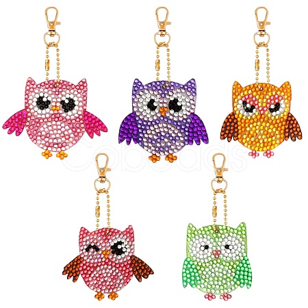 Owl DIY Diamond Painting Keychain Sets DIY-WH0163-82-1